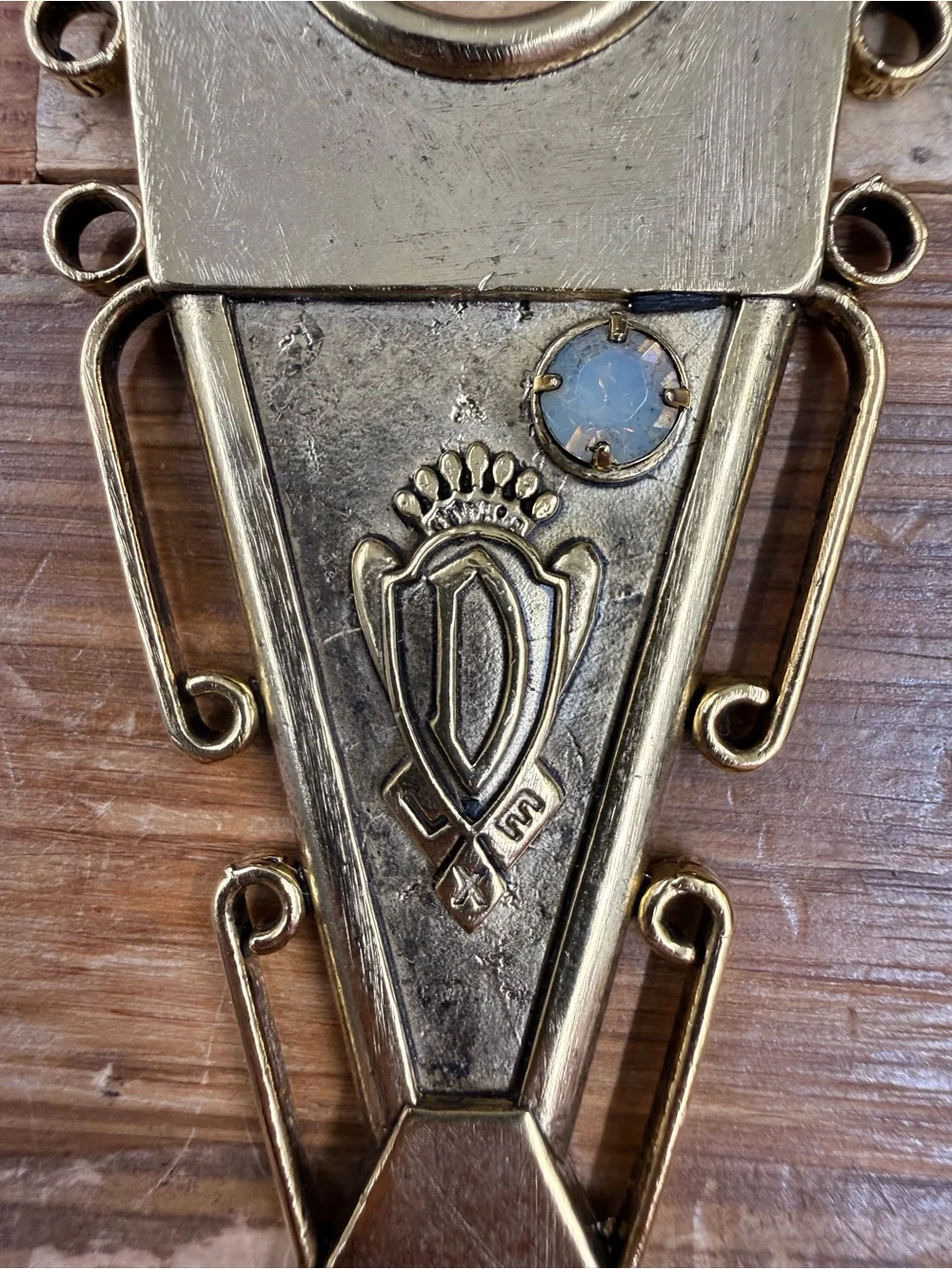 Decorative Gold Tone Wall Hook with Embossed Crest